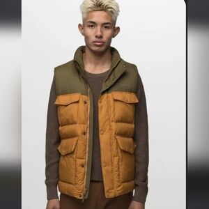 Prana Duck Down Timber Trail Vest Peat Colorblock Mens Size XL NWT